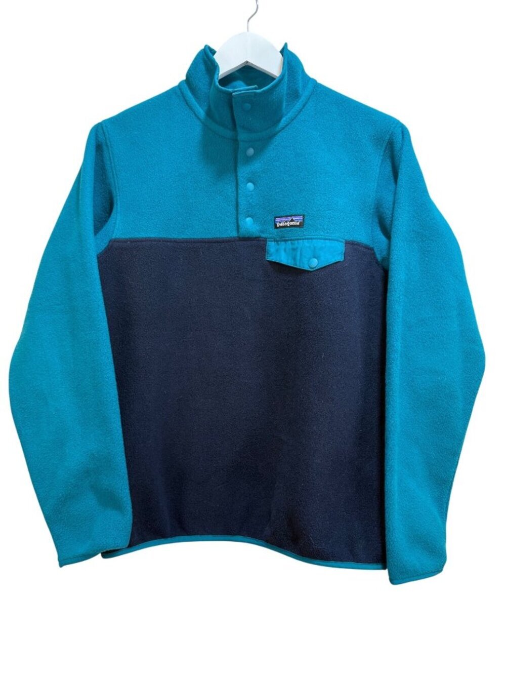 Gorpcore Granola Patagonia Synchilla Snap-T Pullover Fleece Jacket Two-Tone Blue